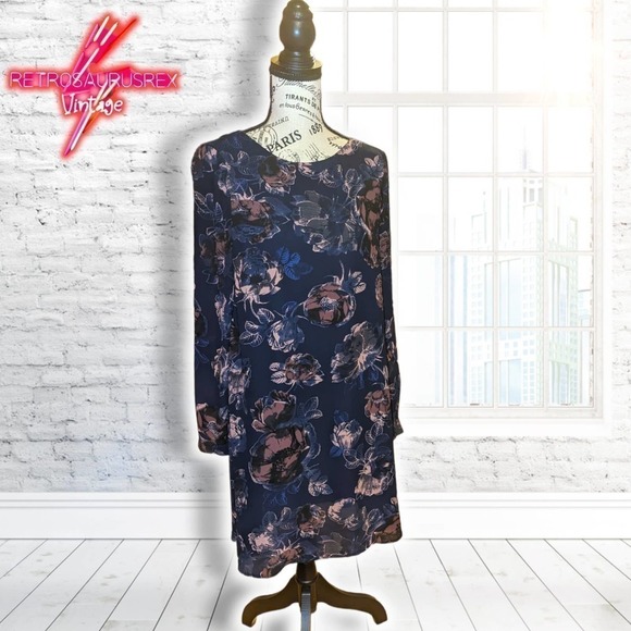 LILA Rose Floral Long Sleeve Chiffon Sheath Dress - Picture 2 of 7